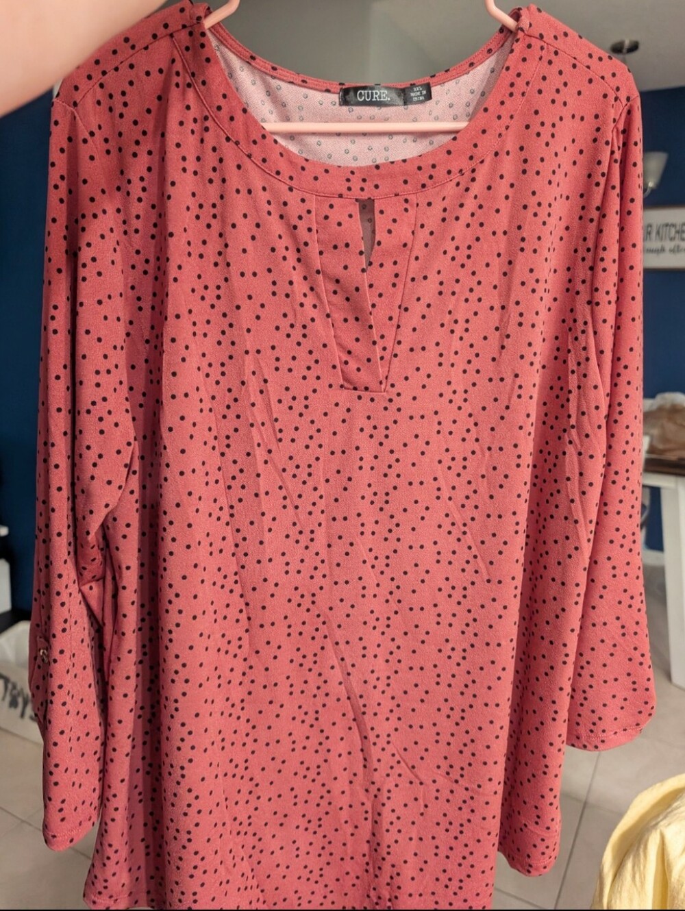Women's 2X Polka Dot 3/4 Sleeve Top